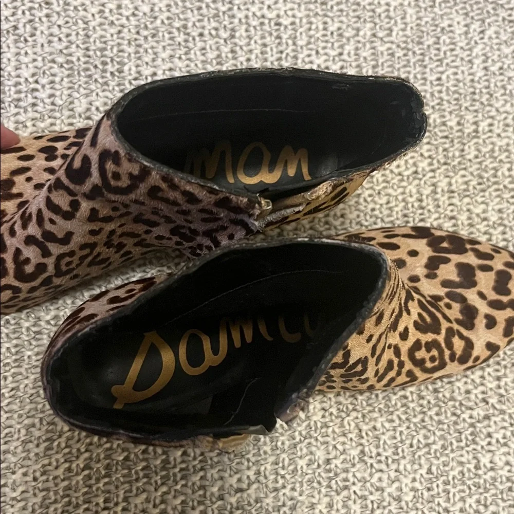Sam Edelman Women’s Kinzey Pony hair Leopard Pointy Kitten Heel Ankle Boots 6